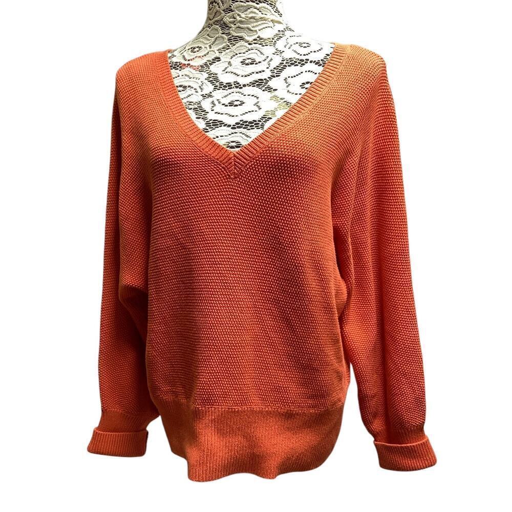 Anthropologie‎ knitted orange sweater XL